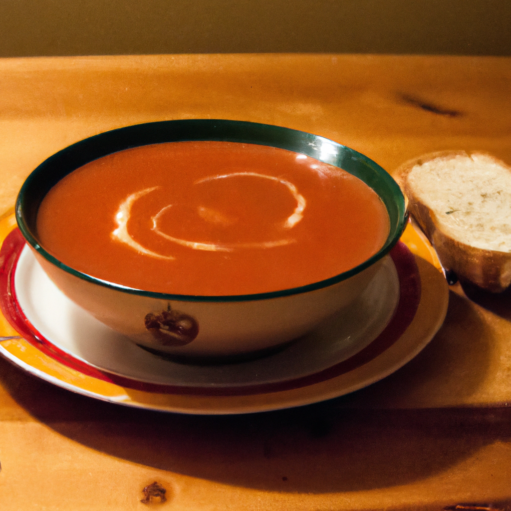A comforting bowl of tomato soup on a cold winter night.
