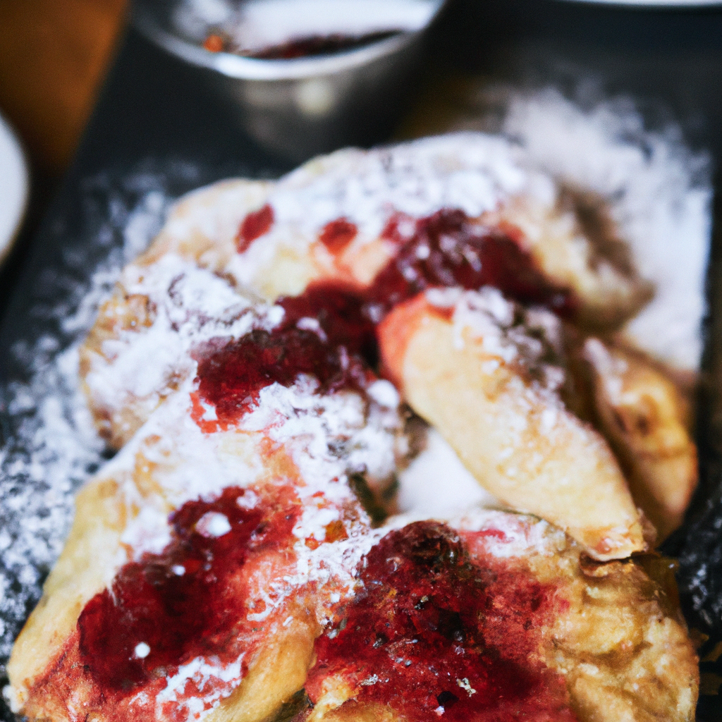 An image of Chef Sven's exquisite Swedish pancakes served with lingonberry jam and a sprinkle of powdered sugar.