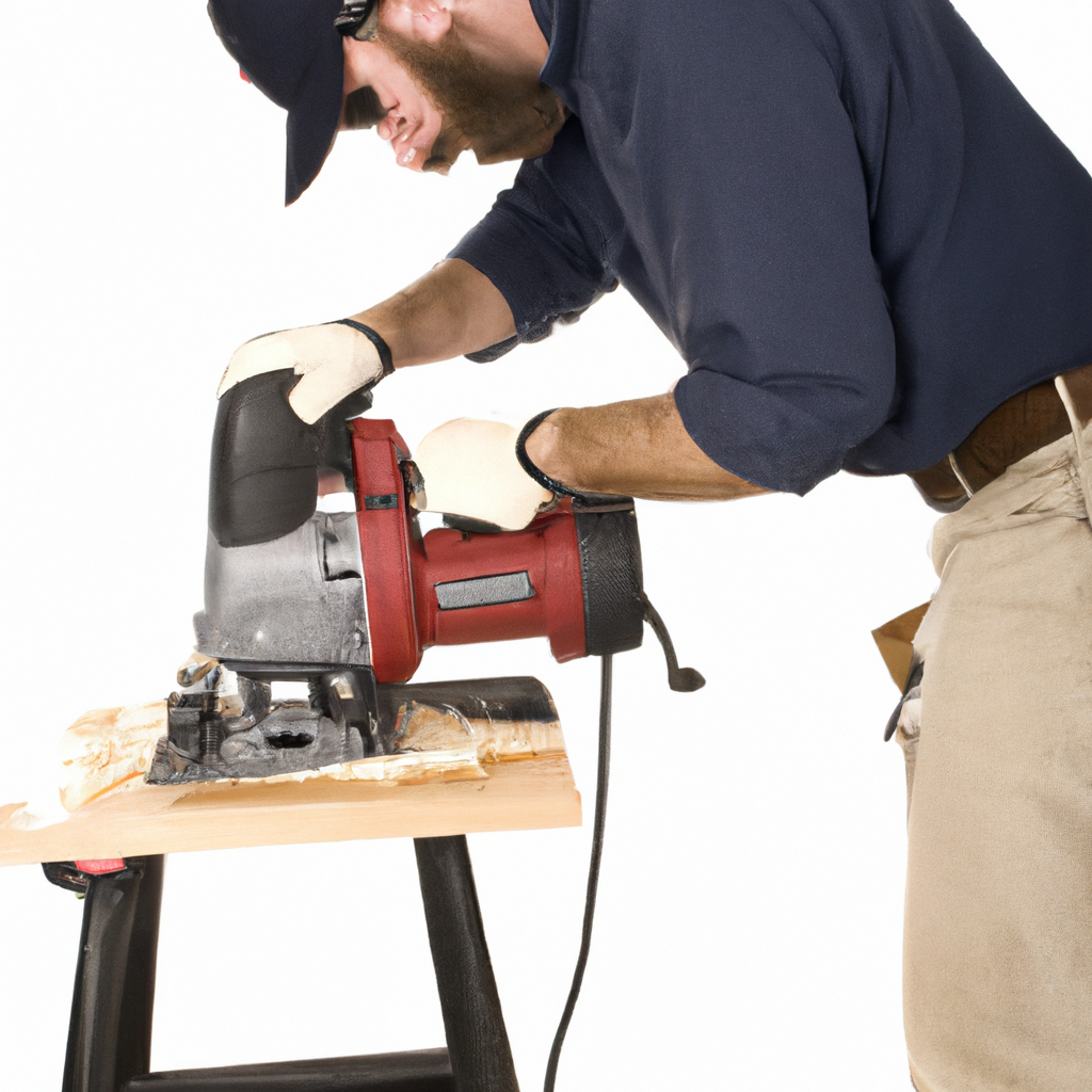 A photo of a DIY enthusiast working with power tools.