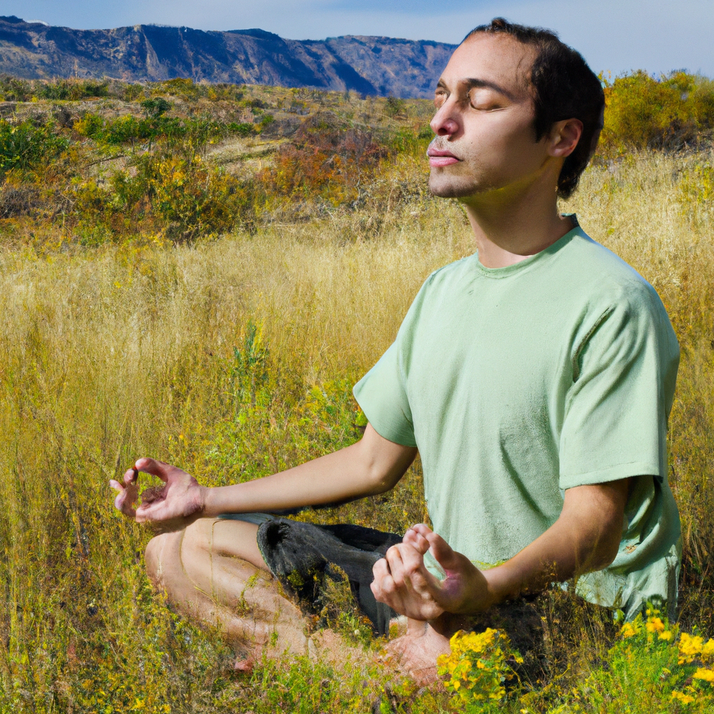 A serene image of a person meditating in nature.