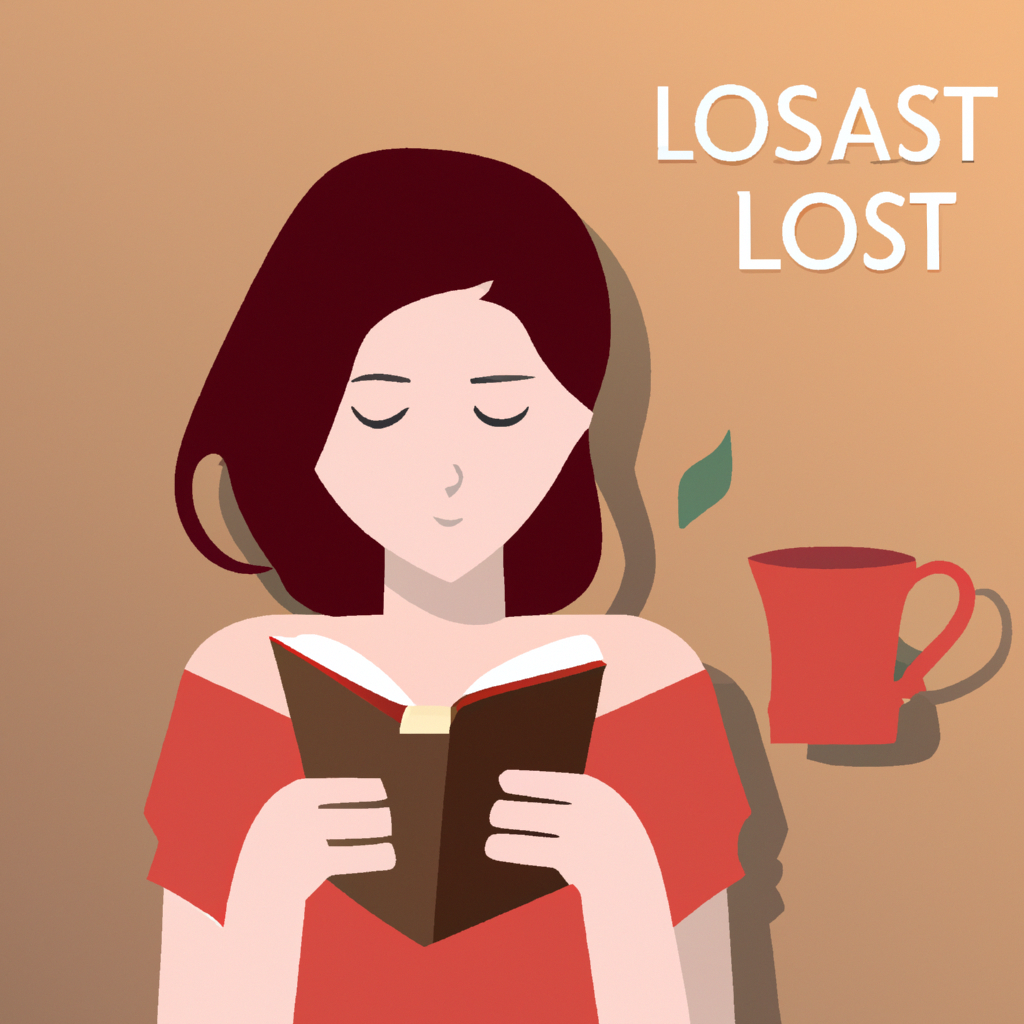 An image of a person lost in a romantic novel with a cup of tea in hand.