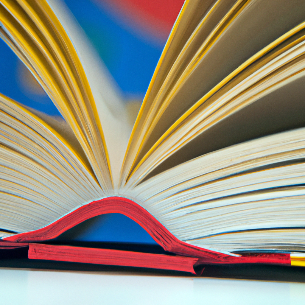 A book with colorful covers and an open page