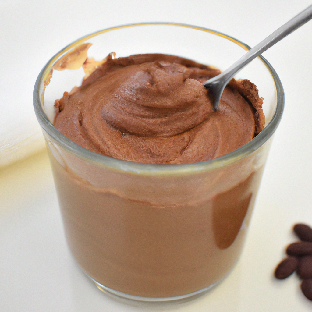 A mouthwatering image of a perfectly creamy and velvety homemade chocolate mousse.