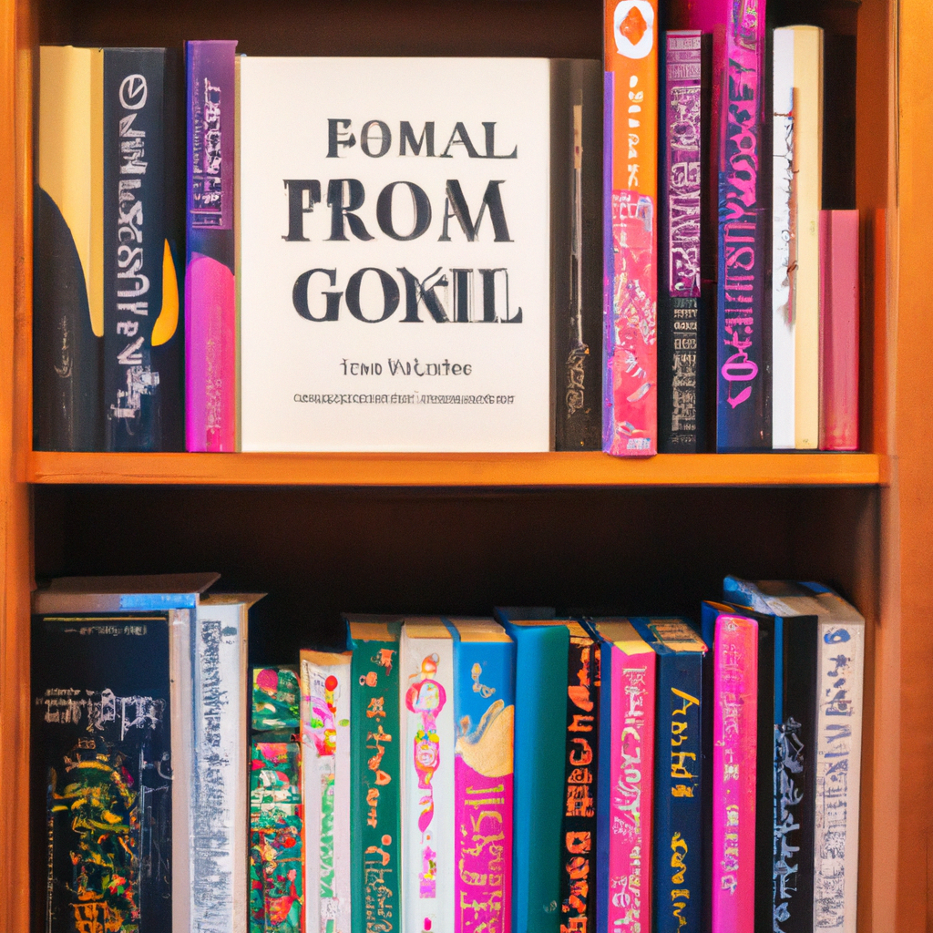 A bookshelf filled with inspiring books about personal growth and female empowerment.